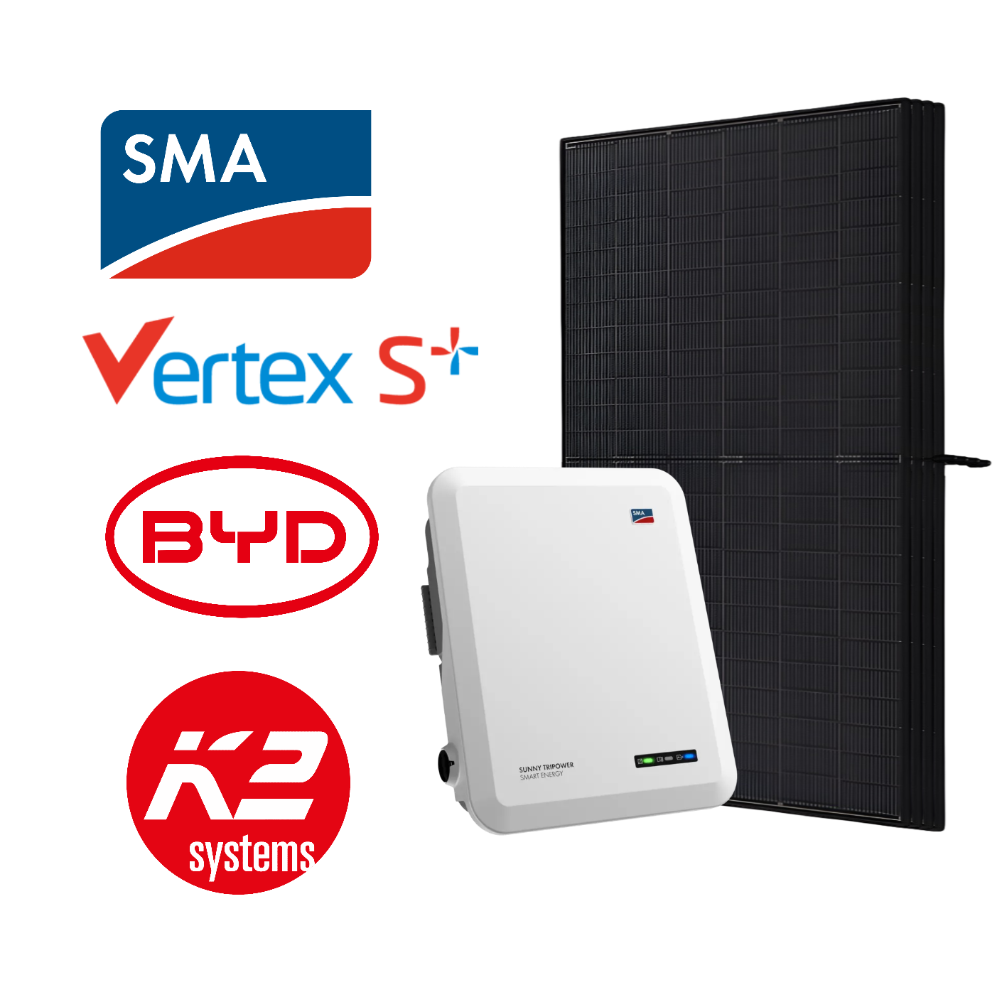 SMA 5-10kWp Komplett-PV-System, mit BYD-Batterieoption, inkl. Installation & Registrierung