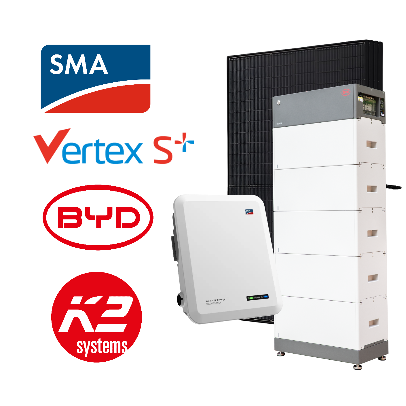 SMA 5-10kWp Komplett-PV-System, mit BYD-Batterieoption, inkl. Installation & Registrierung
