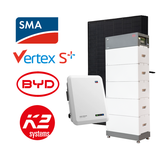 SMA 5-10kWp Complete PV System, with BYD Battery Option, incl. Installation & Registration