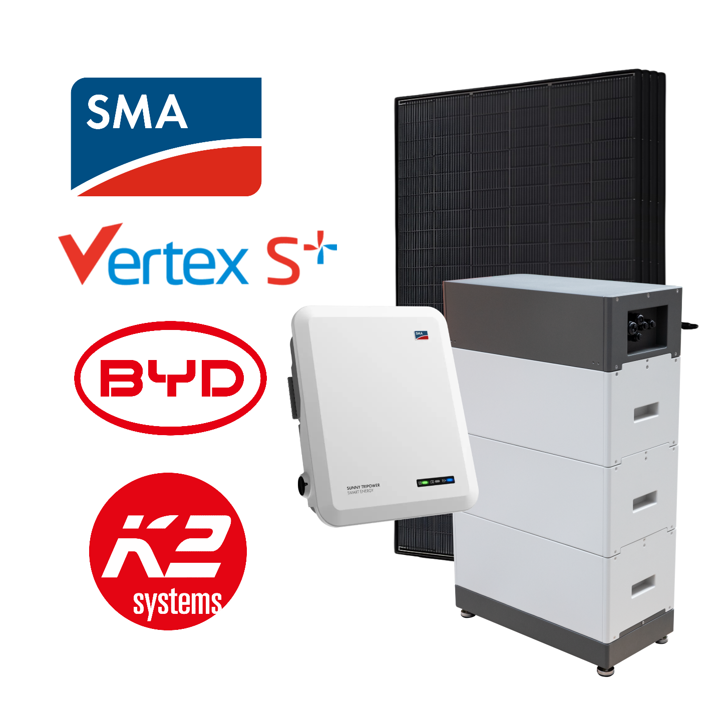 SMA 5-10kWp Komplett-PV-System, mit BYD-Batterieoption, inkl. Installation & Registrierung
